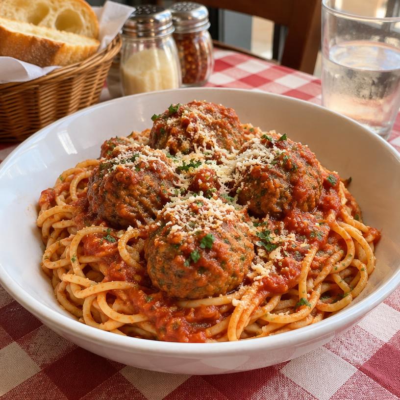 Spaghetti with meatballs and tomato sauce